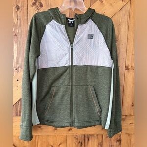 Boys Russell Dri-Power 360 Hoodie Army Green and Orange | Size XXL (18)